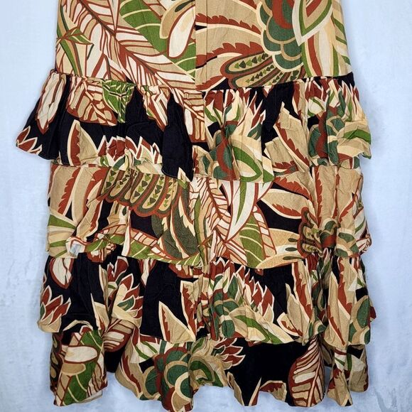Zara 2Pc Multicolor Floral Ruffle Linen Blend Skirt Set Size Medium - Picture 7 of 16
